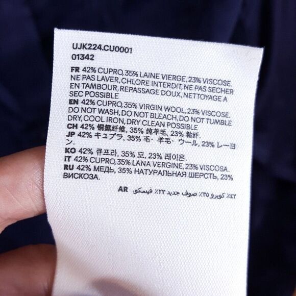 AMI ALEXANDRE MATTIUSSI Shirt Mens XL Navy Satin Button Up Oversized Wool - Picture 6 of 10